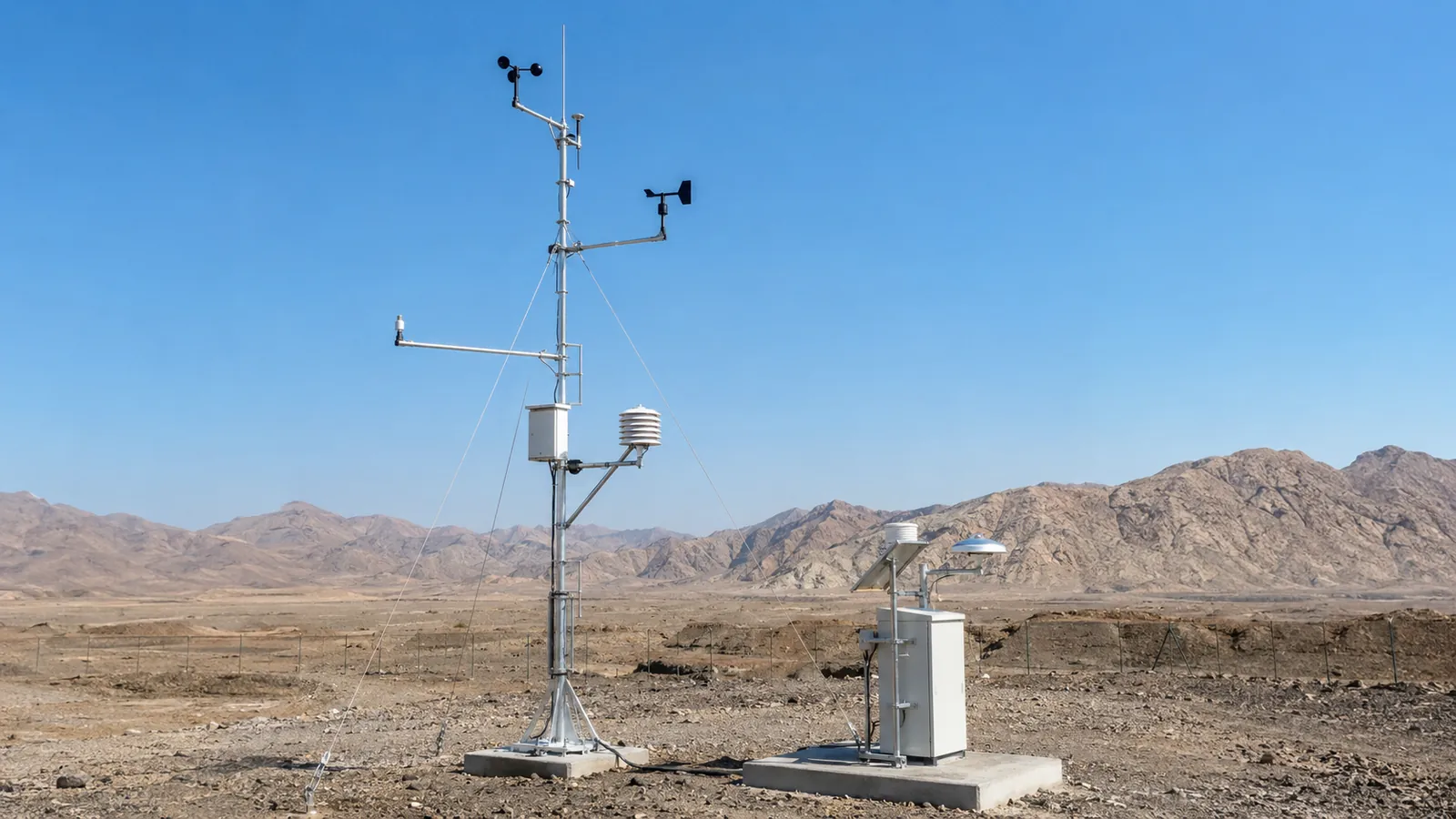 Meteorological measurement mast installed at a project site in Central Asia